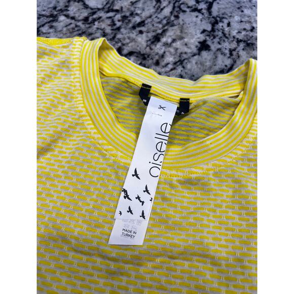 Oiselle women’s top size M yellow and white - Picture 6 of 12